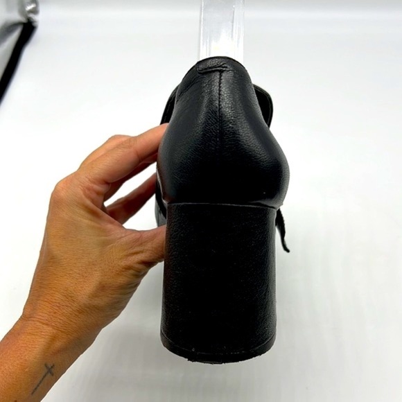 Nine West - Baroque Square Toe Leather Buckle Chunky Block Heels Size 7.5 - Picture 6 of 15